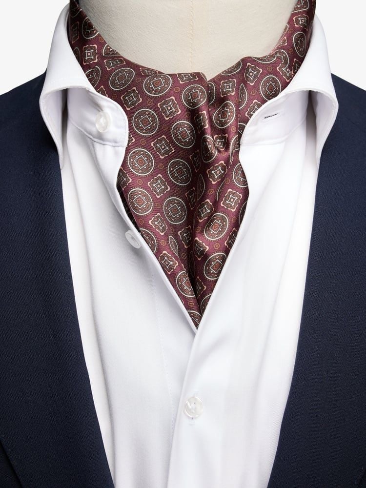 Foulard Ascot Hermès Soie 100% - Rouge, Pour Homme - Occasion