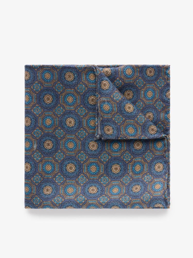 Blue Geometric Pocket Square