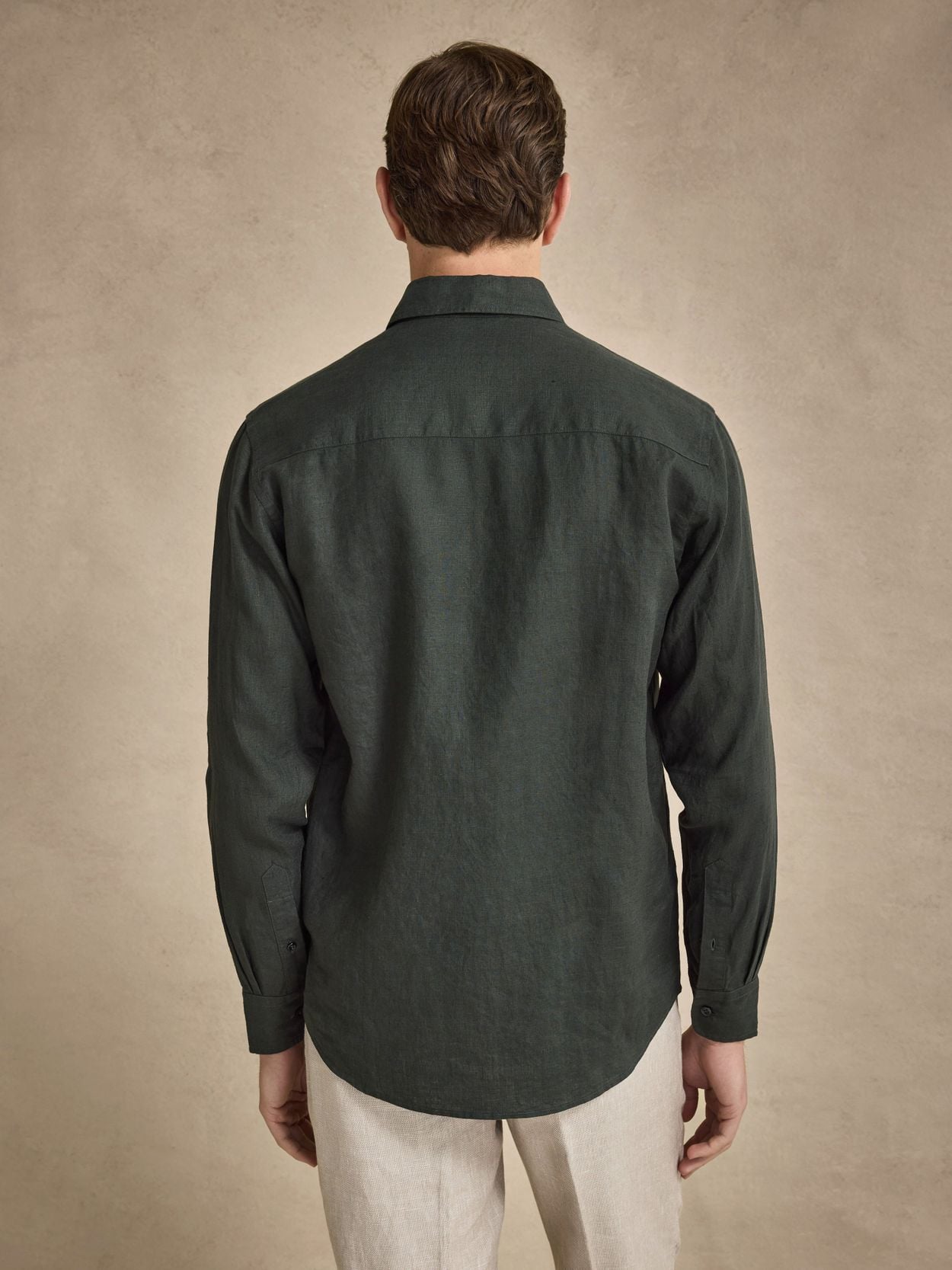 Dark Green Linen Shirt - Linen Casual Fit - Buy online | John Henric