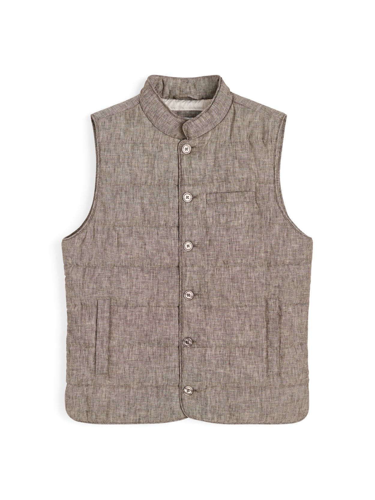 Brown Linen Vest - Linen Padded - Buy online | John Henric