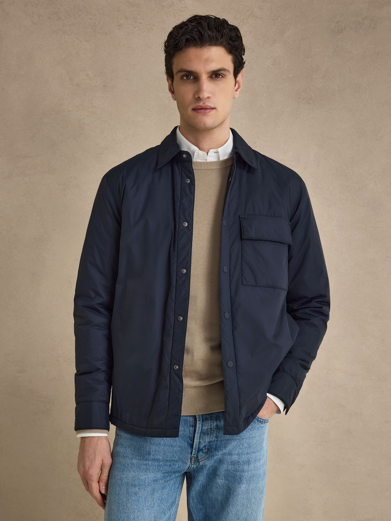 Navy Blue Padded Overshirt - Men
