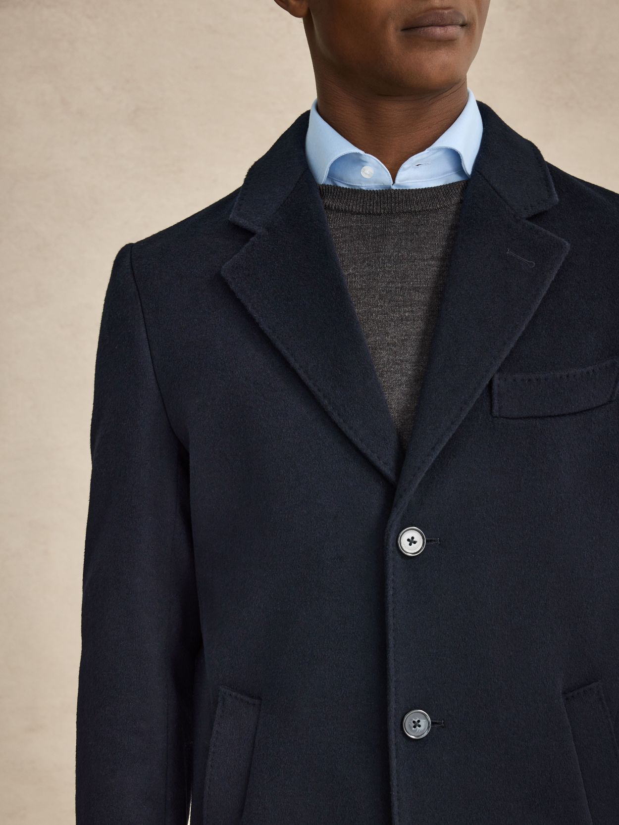 Navy Blue Coat - Wool Mix - Buy online | John Henric