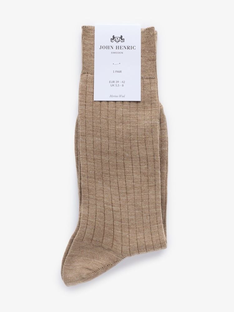 Beige Ribbed Socks