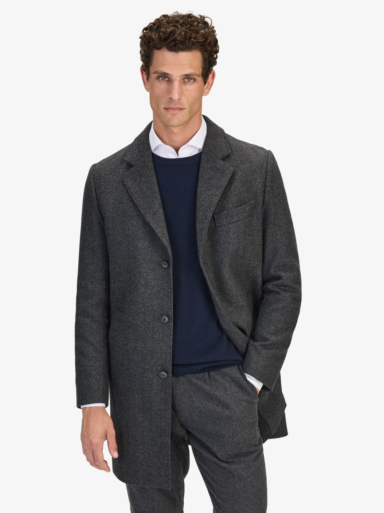 Wool Herringbone Coat - Buy online | John Henric