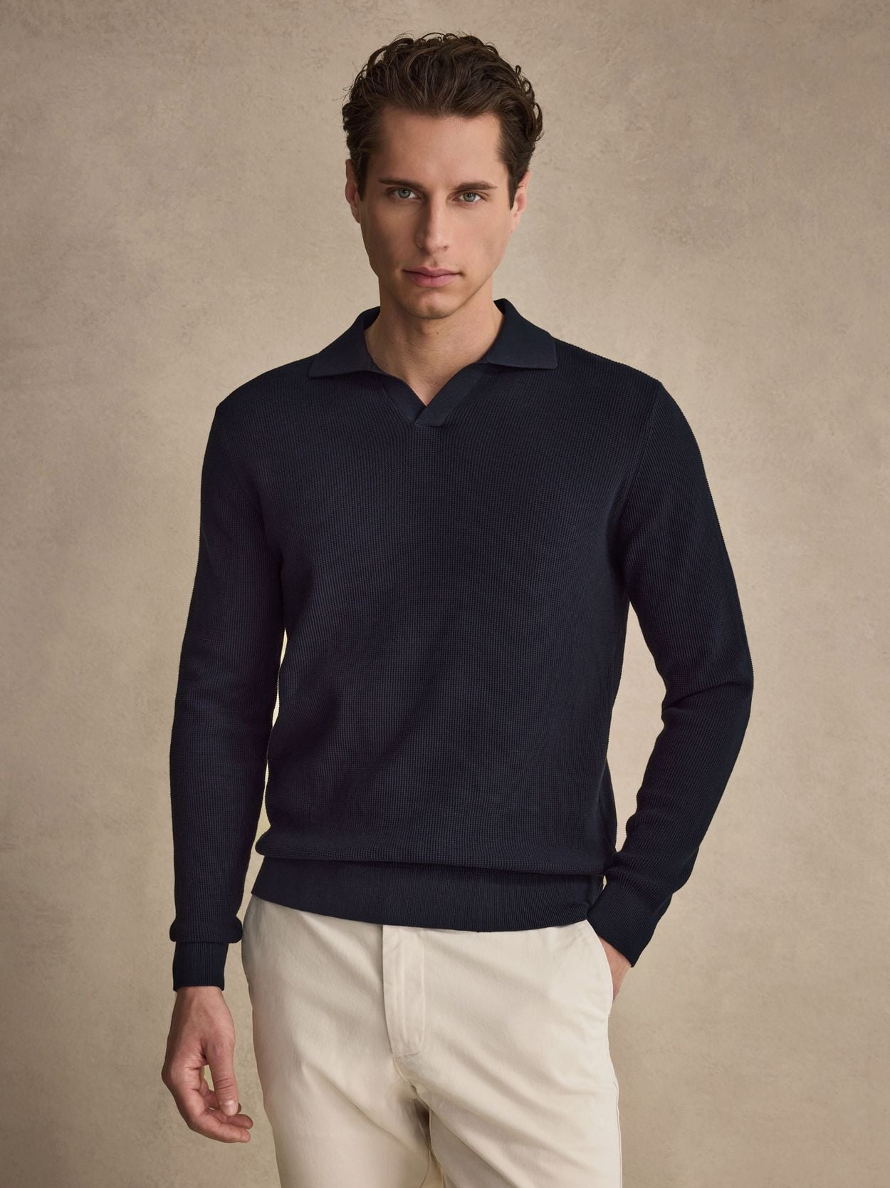 John Henric - Navy Blue Polo Sweater - L