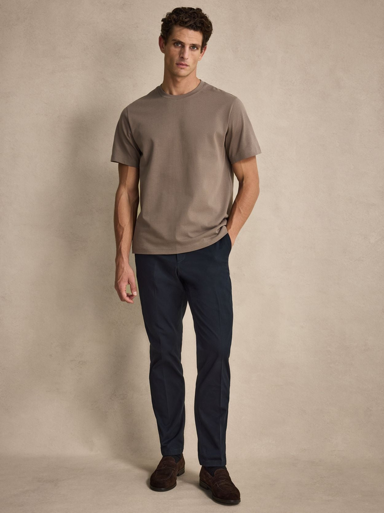Taupe Midweight T-Shirt - Cotton Casual Fit - Buy online | John Henric