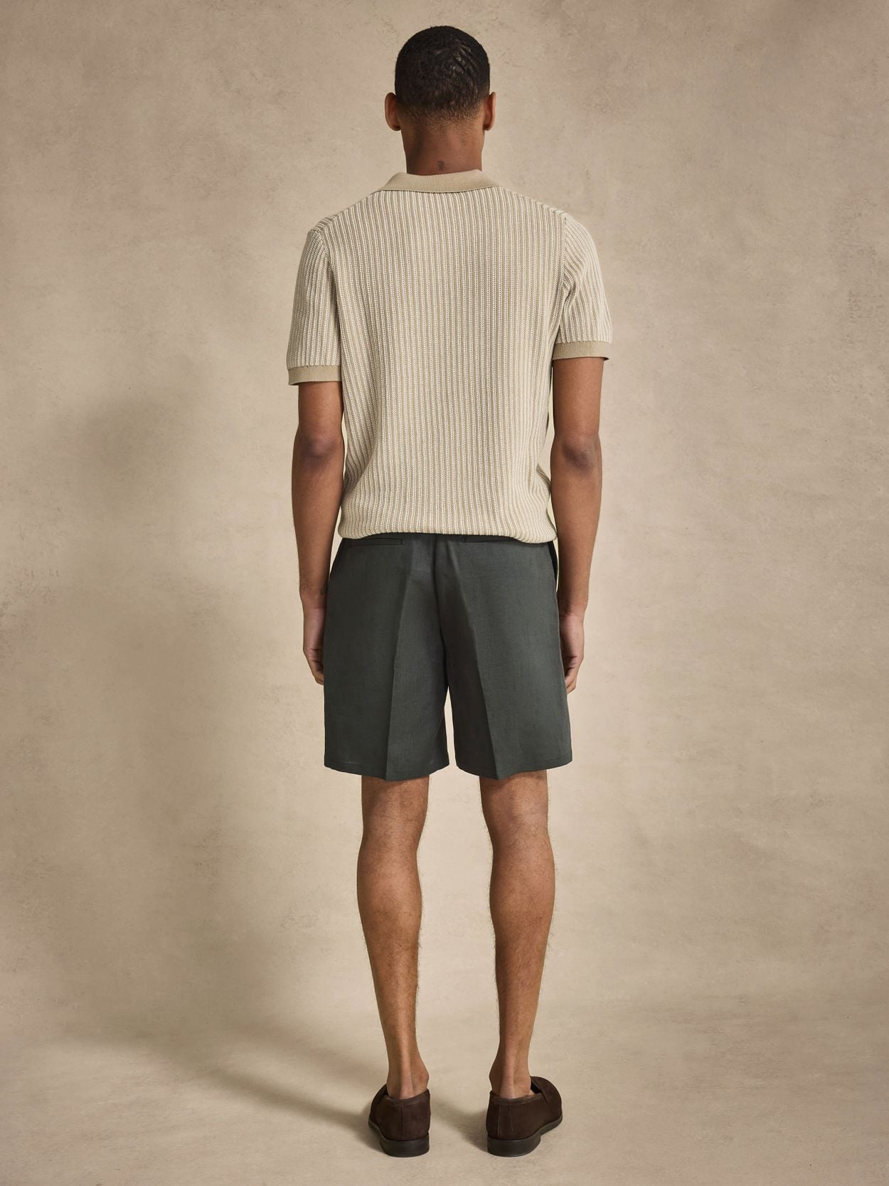 Dark Green Shorts Regular Fit - Linen Regular Fit - Buy online