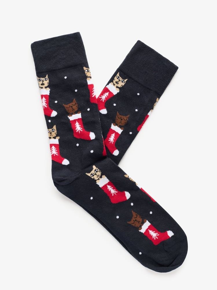 Navy Blue Christmas Socks