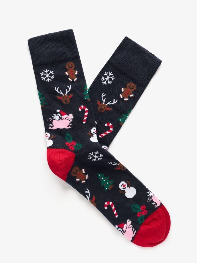 Navy Blue Christmas Socks