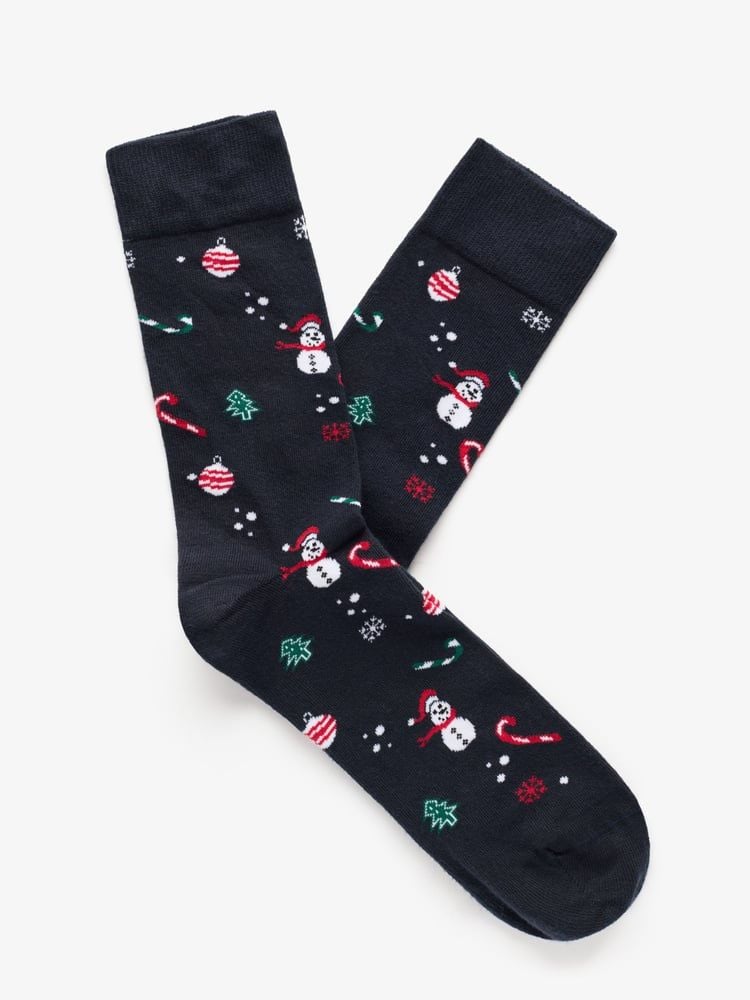 Navy Blue Christmas Socks