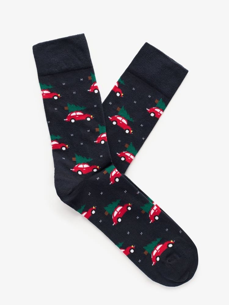 Navy Blue Christmas Socks