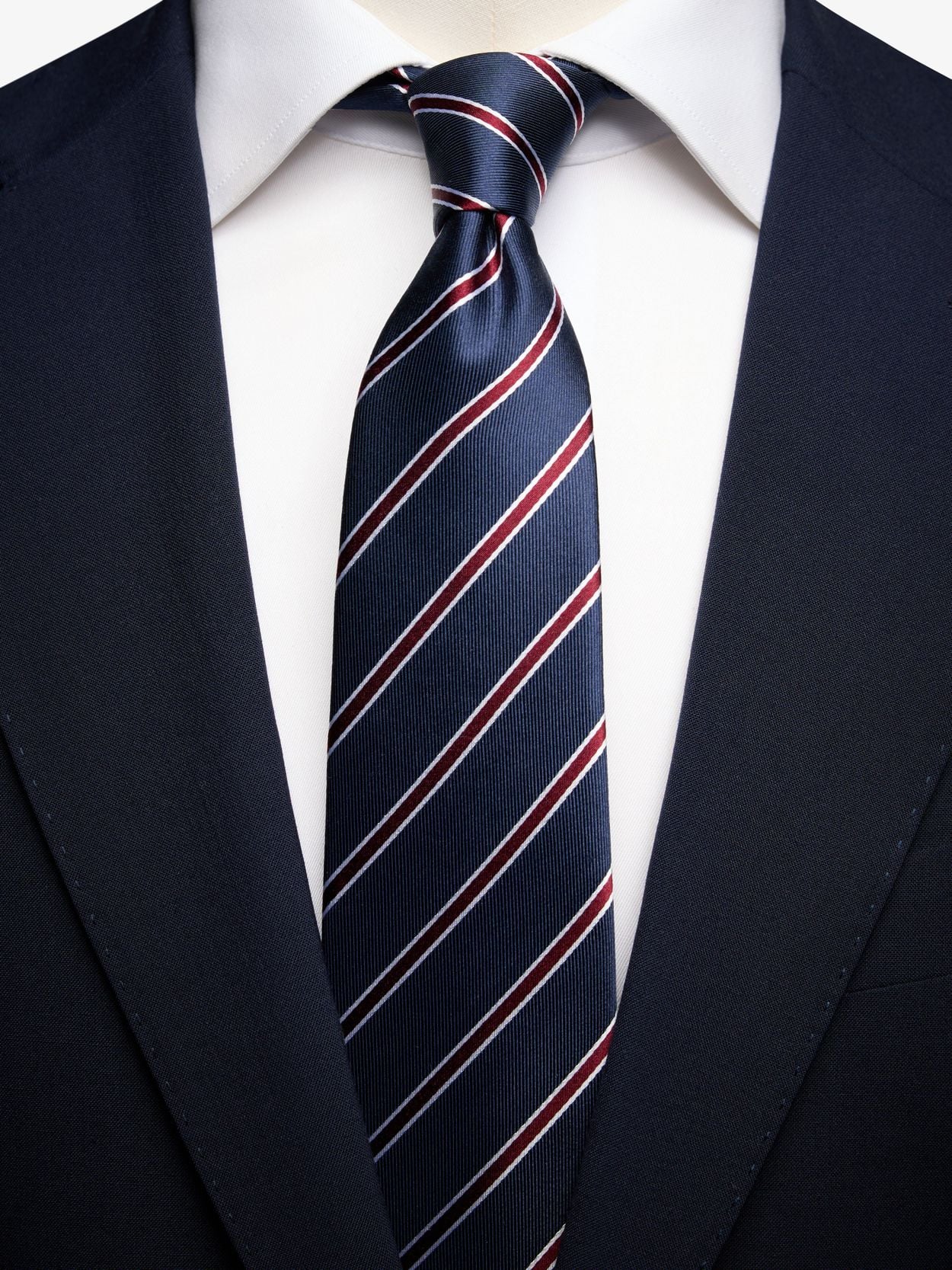 Littlebig 21ss STRIPE SILK TIE（NAVY Dark Blue Striped Tie - Men's silk tie - Buy online | John Henric