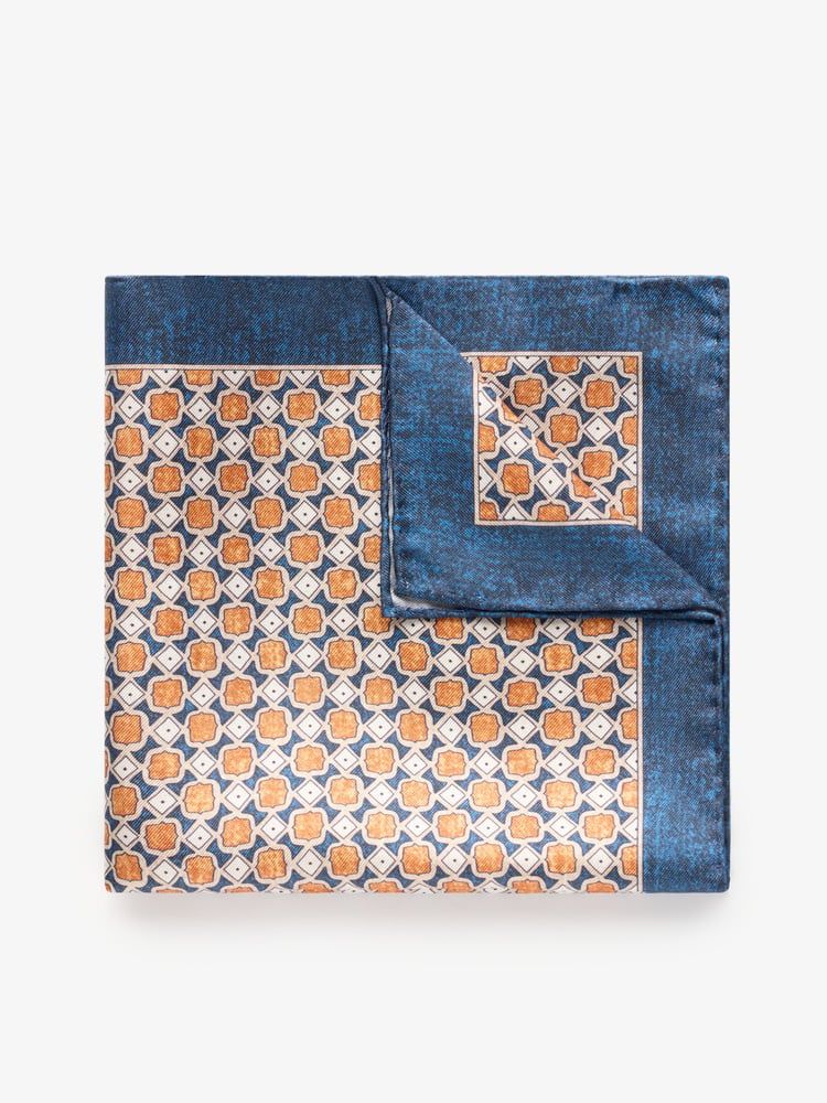 Blue Geometric Pocket Square