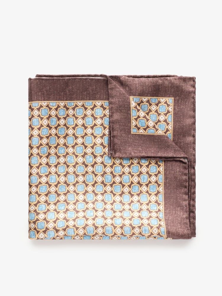 Brown Geometric Pocket Square