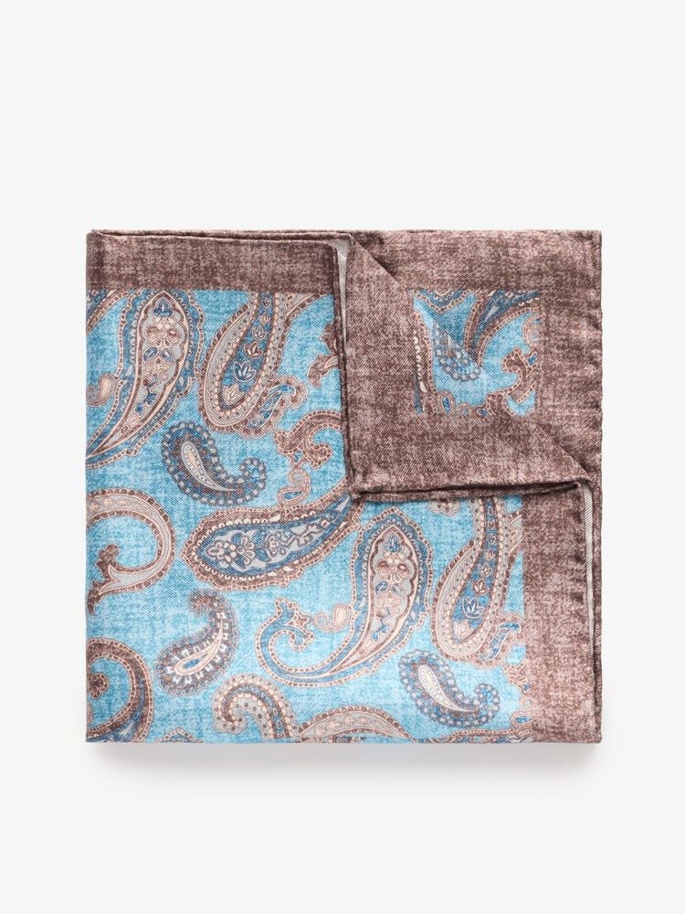 Light Blue Paisley Pocket Square