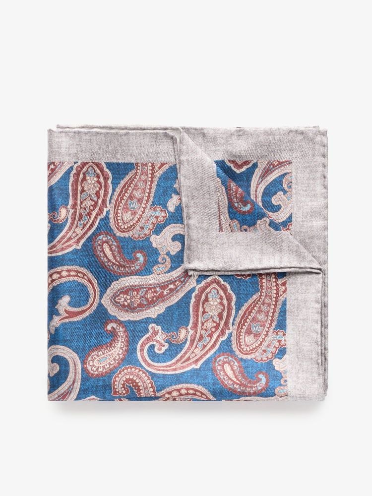 Blue Paisley Pocket Square