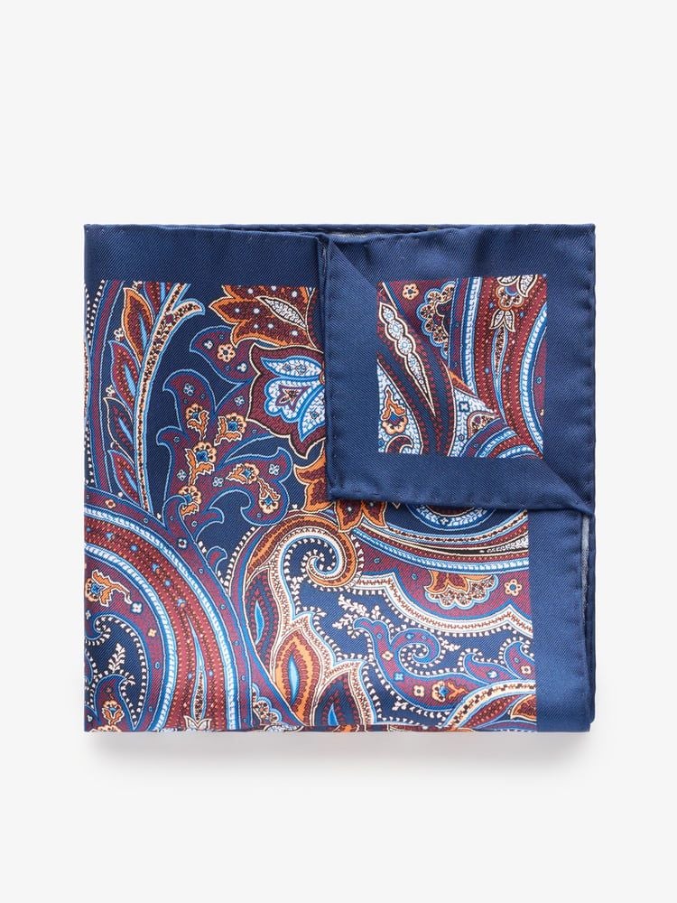 Blue Paisley Pocket Square