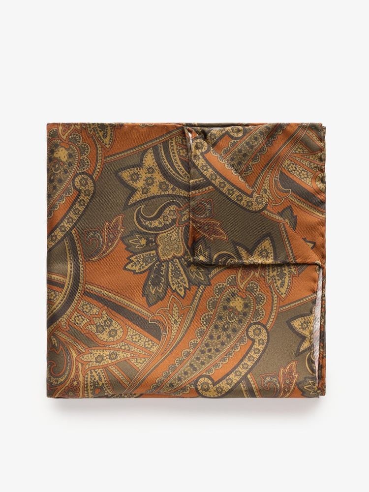 Green Paisley Pocket Square