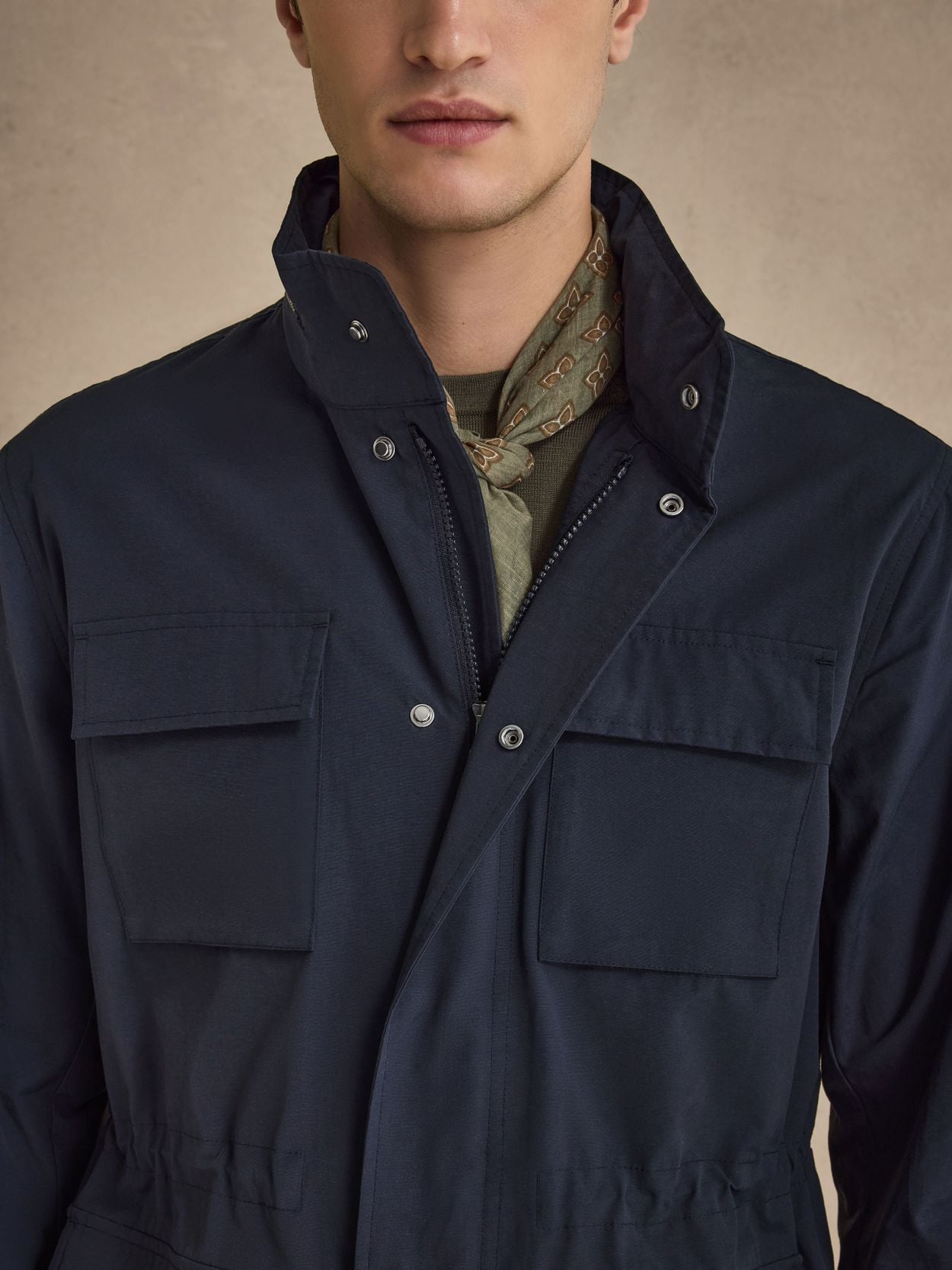 Men's Technical Field Jacket - Navy & Beige | John Henric