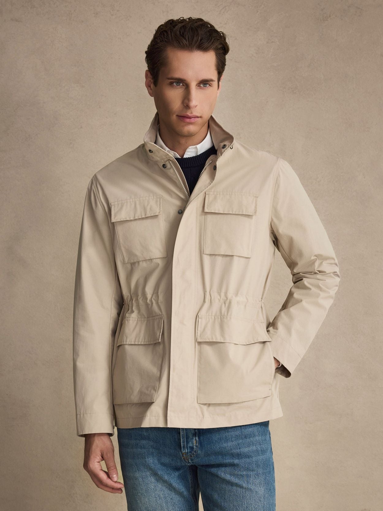 Beige Field Jacket - Cotton Mix - Buy online | John Henric
