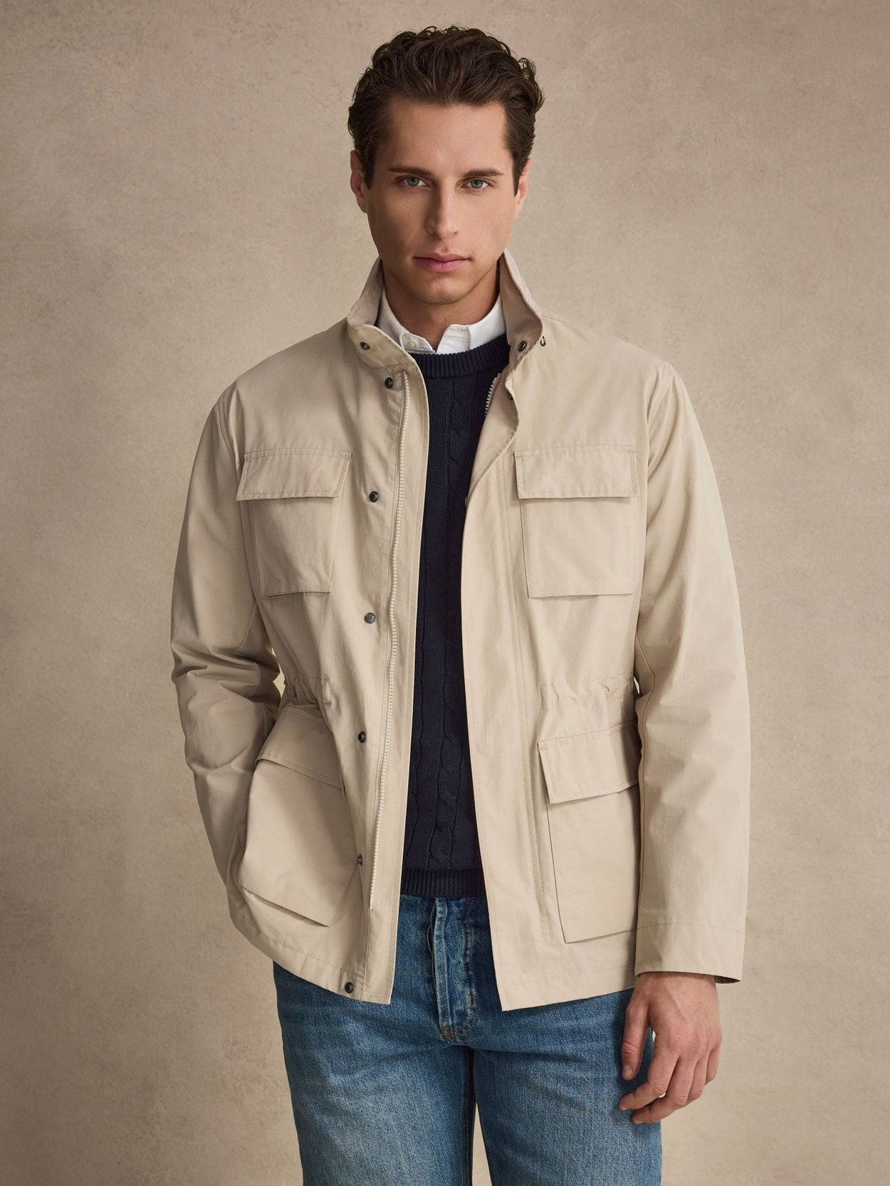 Beige Field Jacket - Cotton Mix - Buy online | John Henric