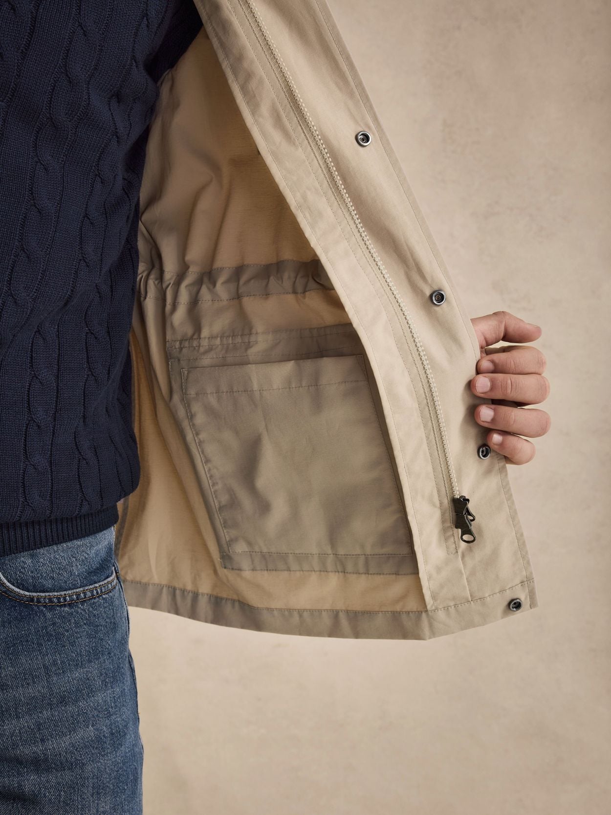 Beige Field Jacket - Cotton Mix - Buy online | John Henric