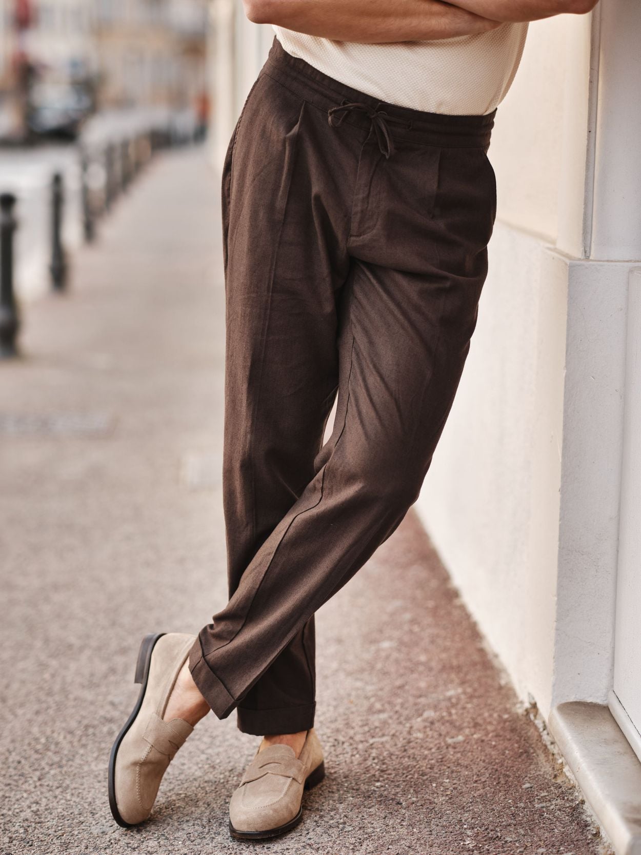 John Henric - Dark Brown Linen Trousers - 52