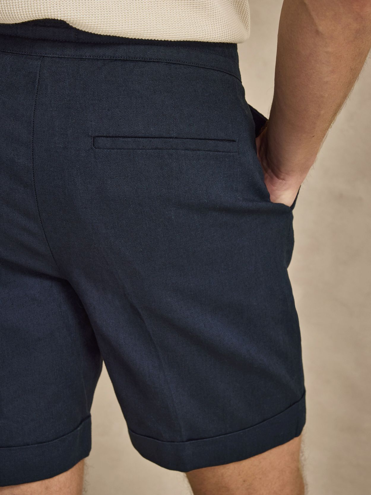 navy blue mens dress shorts Joseph Turner Pleated Front Shorts