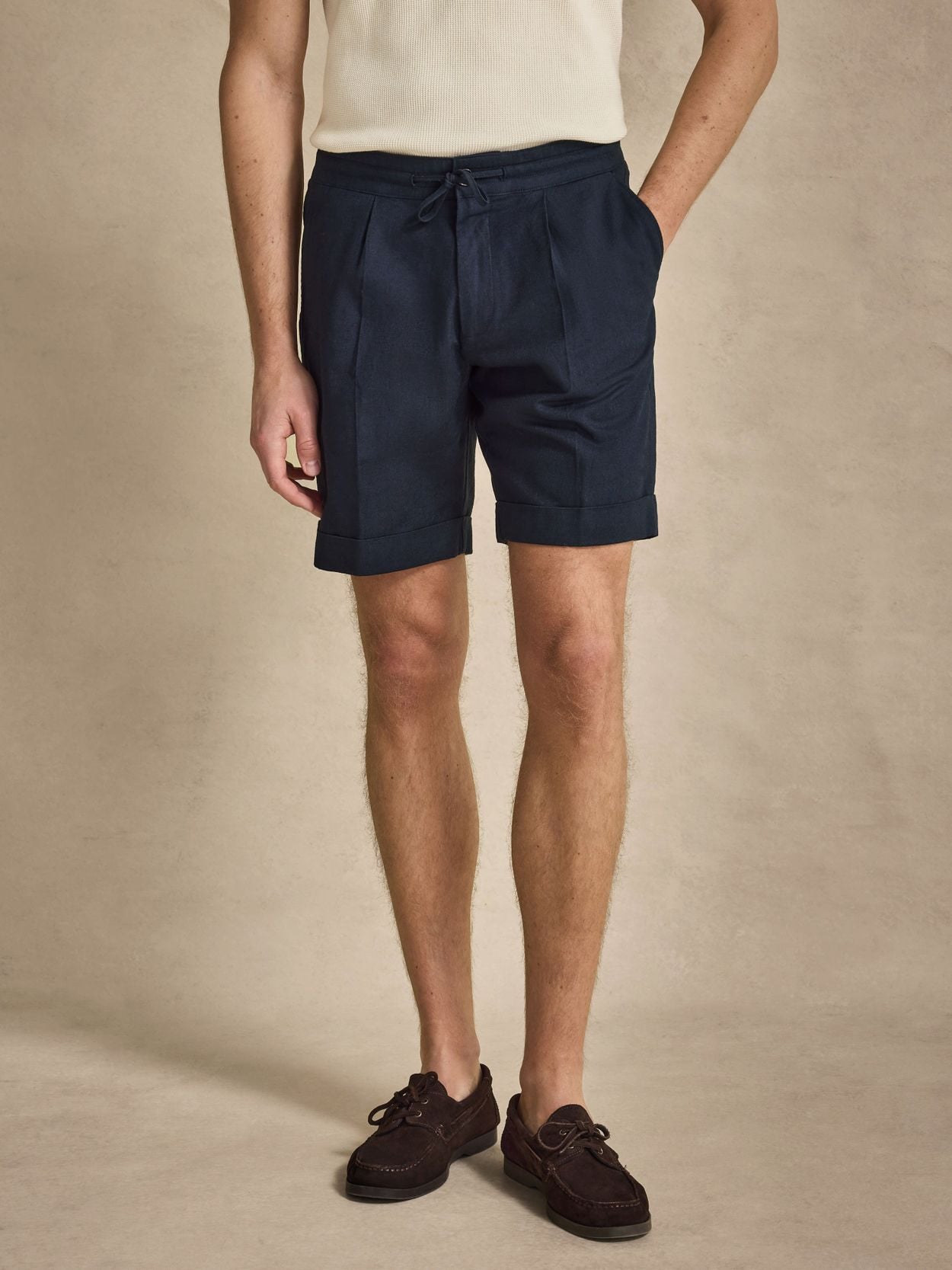 Navy Blue Shorts - Linen Cotton - Buy online | John Henric