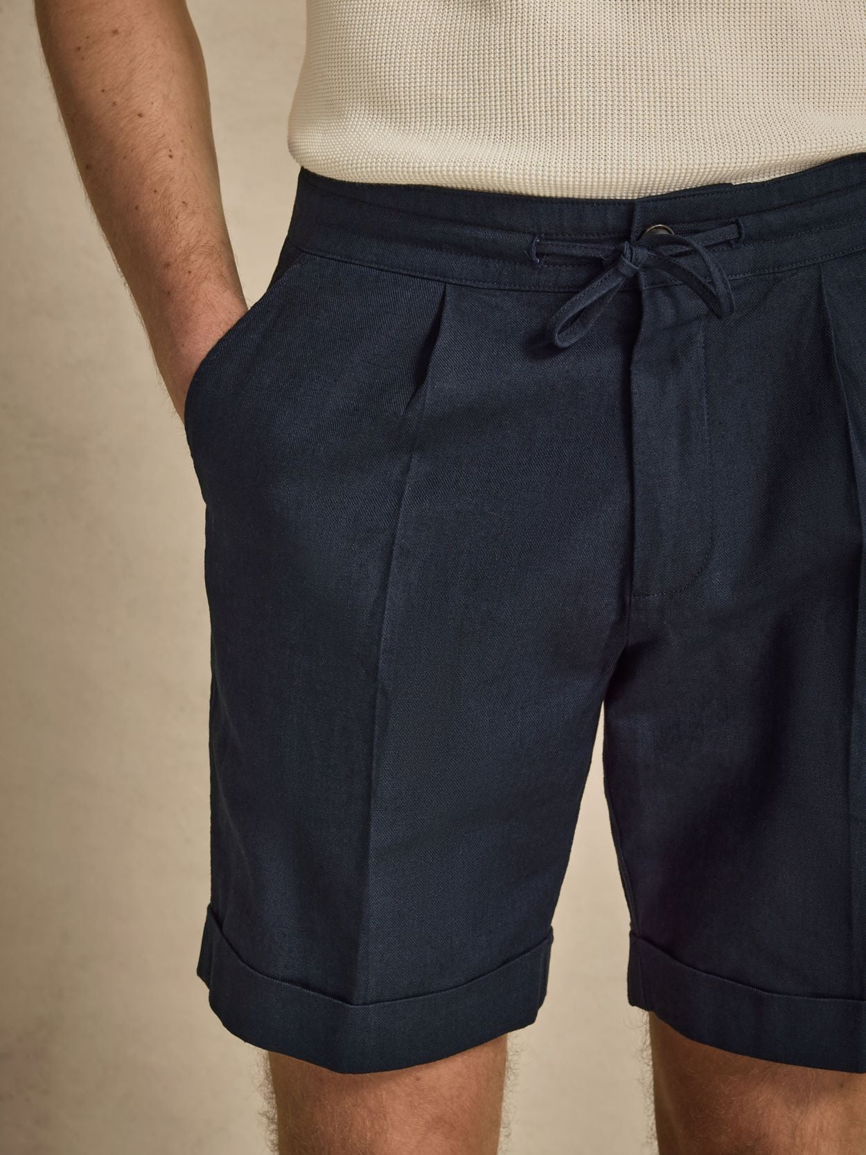 mens navy blue dress shorts Navy Blue Shorts - Linen Cotton - Buy online