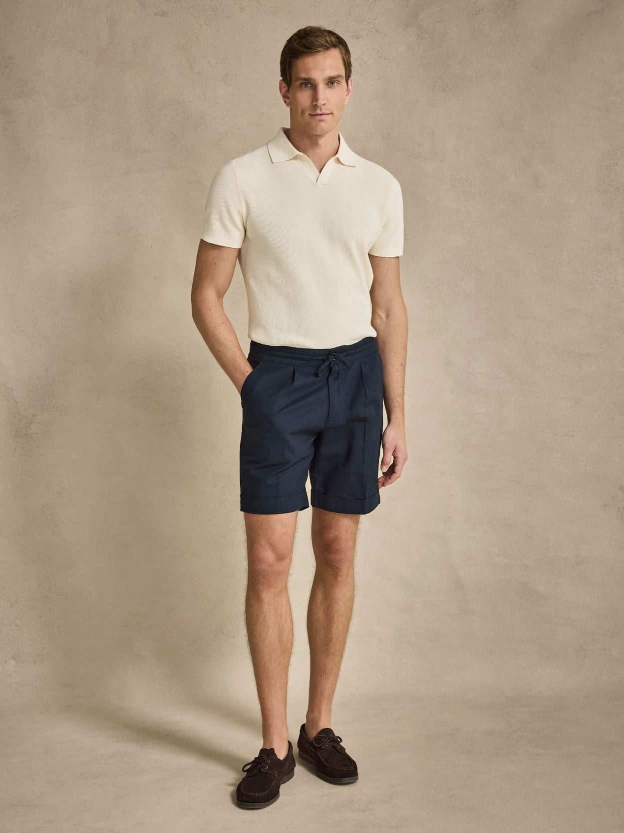mens navy blue dress shorts Navy Blue Cotton Tailored Shorts
