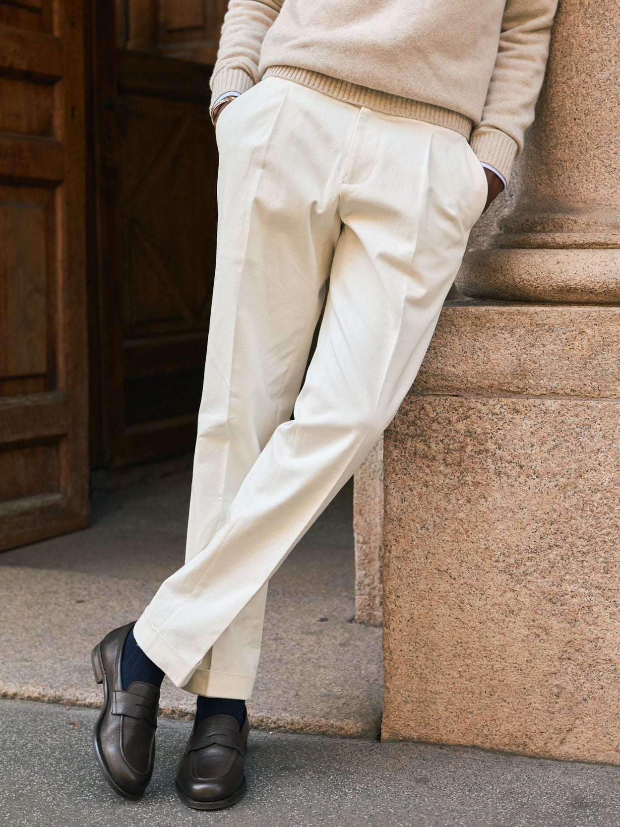 stretch dress trousers Sand - Cotton Tailored Fit - Buy online Size:60 Short Dress to Impress Codes: ecb162a Kenneth cole they feature a patented