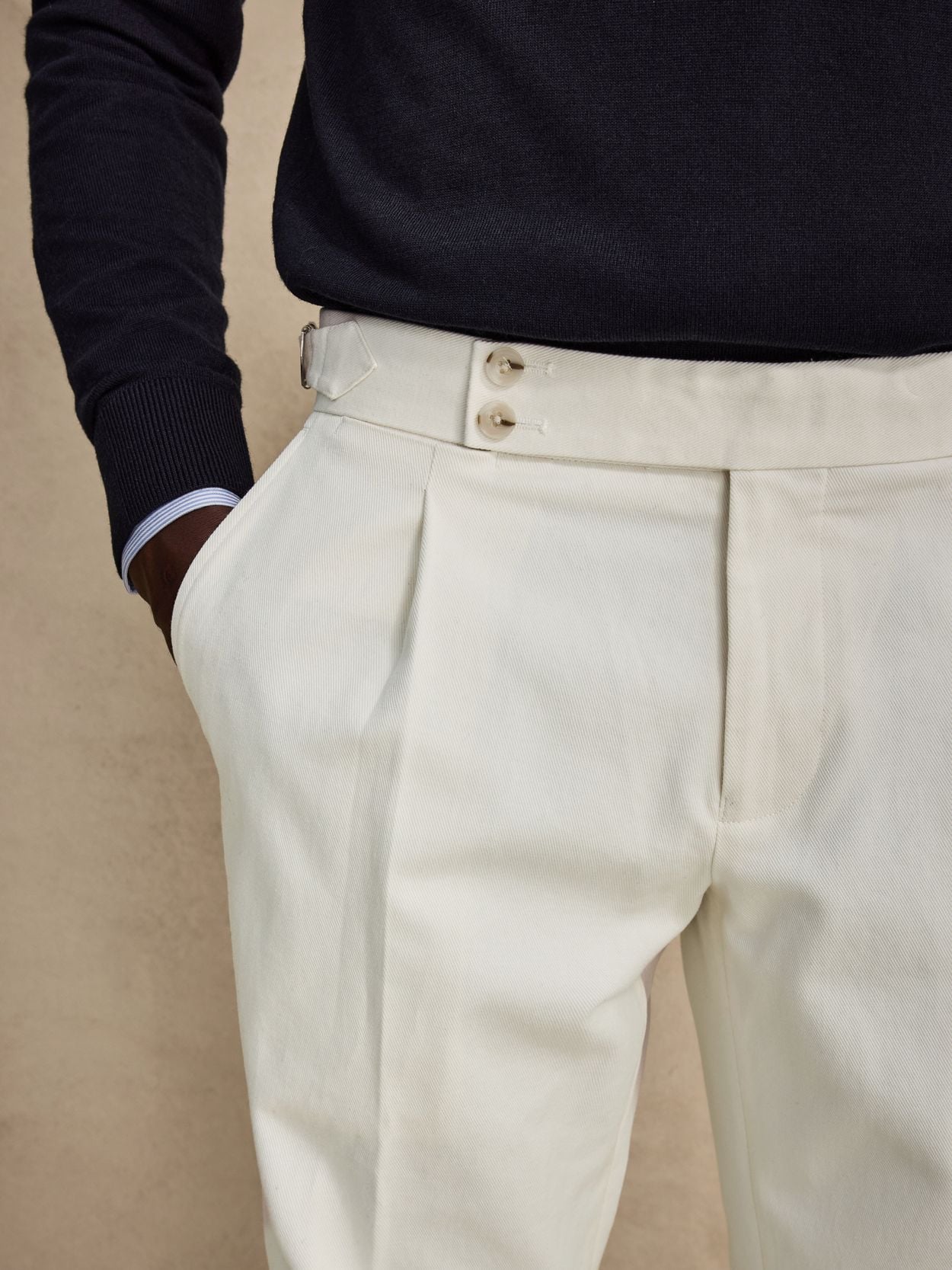 Sand Dress Trousers - Cotton Stretch Tailored Fit - Buy online