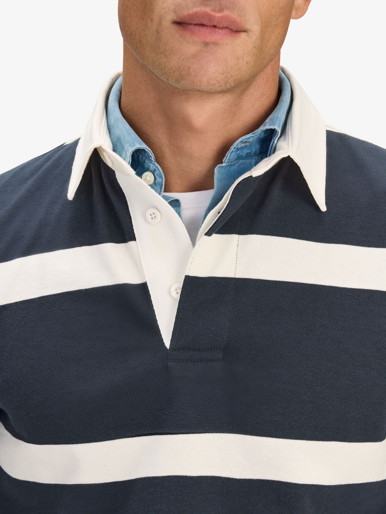 Navy Blue Striped Rugby Shirt Buy online John Henric