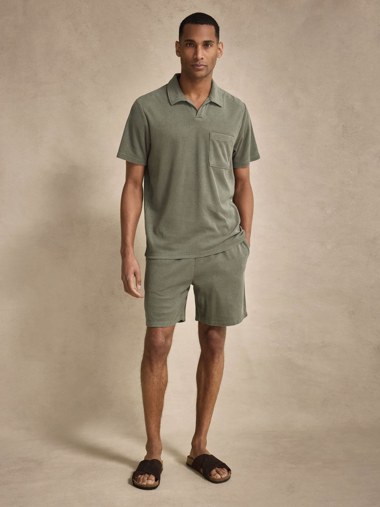 Green Polo Shirt - Terry Open Collar - Buy online | John Henric