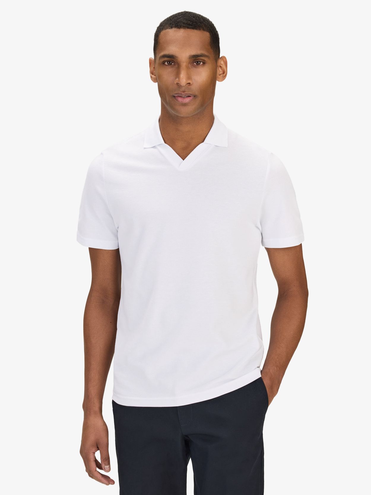 White Polo Shirt - Cotton V-Neck - Buy online | John Henric