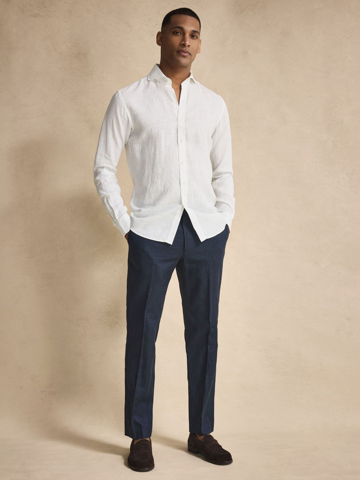 Weißes Leinenhemd - Leinen Cut Away Slim Fit - Online kaufen