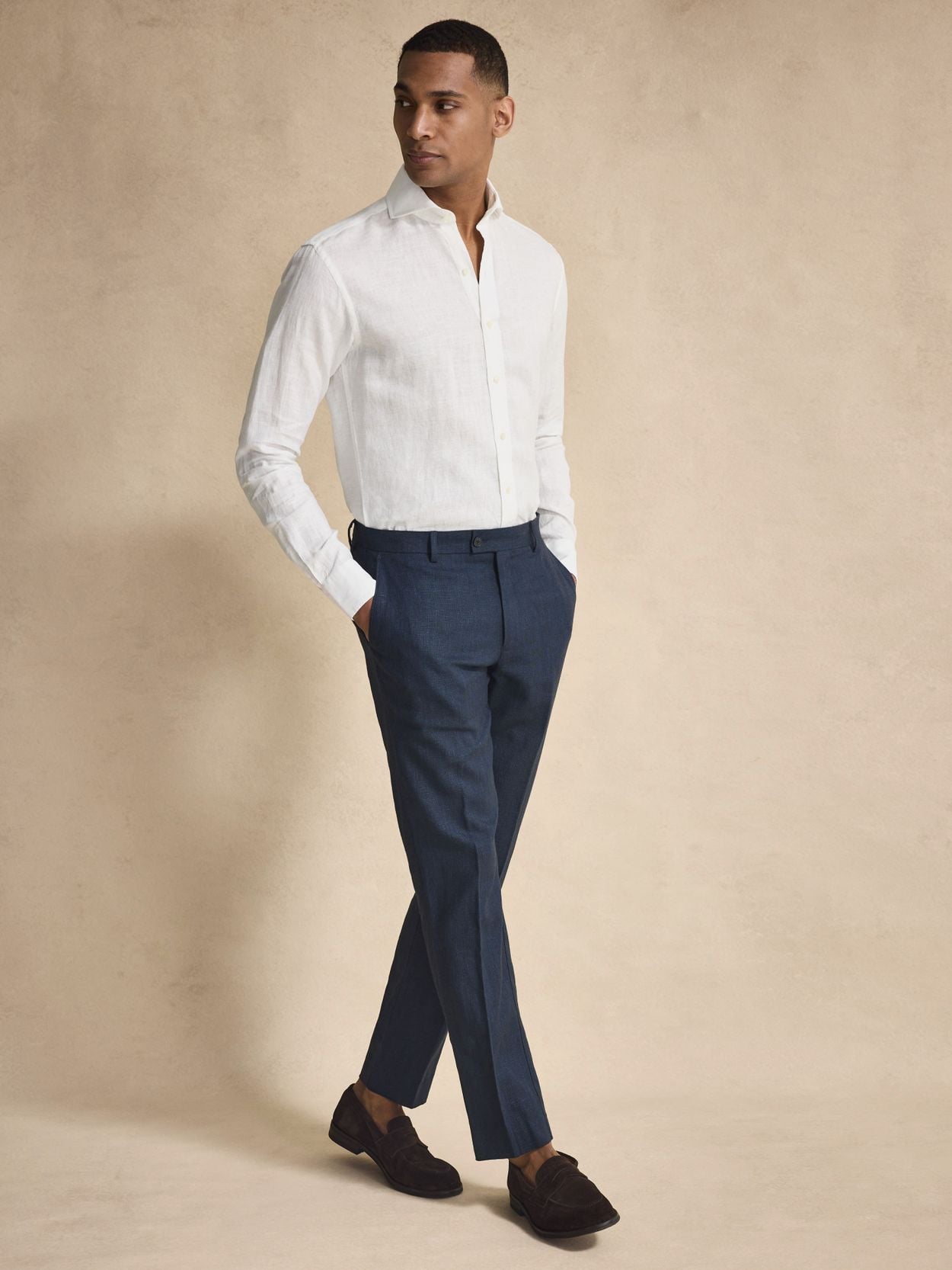 Weißes Leinenhemd - Leinen Cut Away Slim Fit - Online kaufen