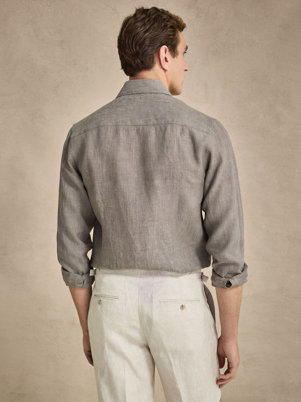 slim fit linen dress shirt Slim-Fit Linen-Cotton Dress Shirt