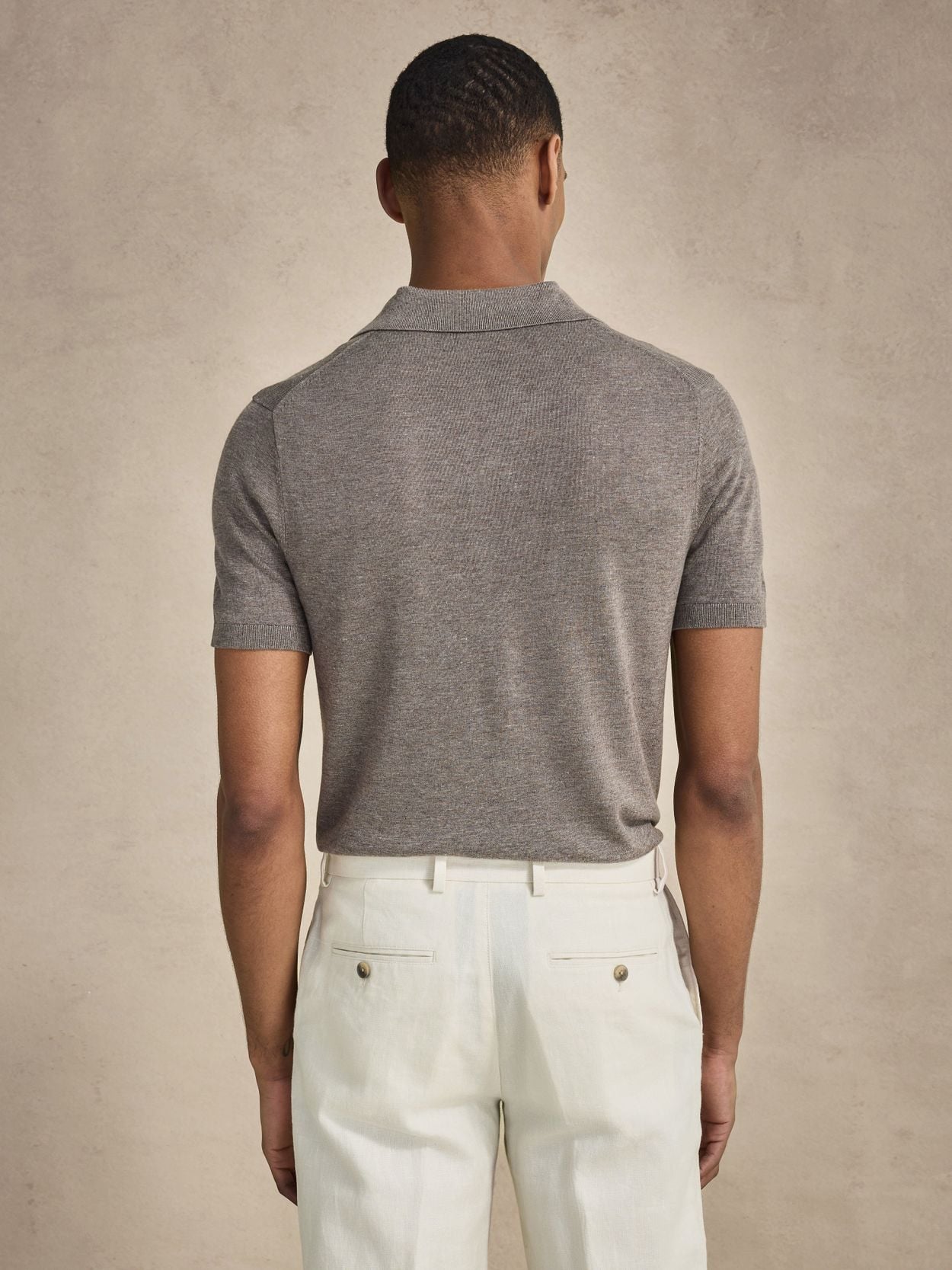 トップス pedestalpolo Taupe Polo Shirt - Lyocell Linen V-Neck - Buy online | John Henric