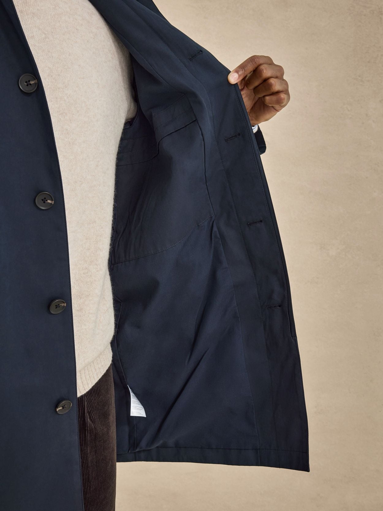 Navy Blue Raglan Coat - Cotton Mix - Buy online | John Henric