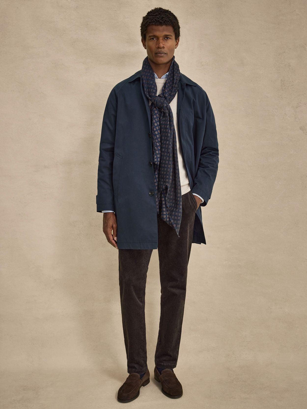 Navy Blue Raglan Coat - Cotton Mix - Buy online | John Henric