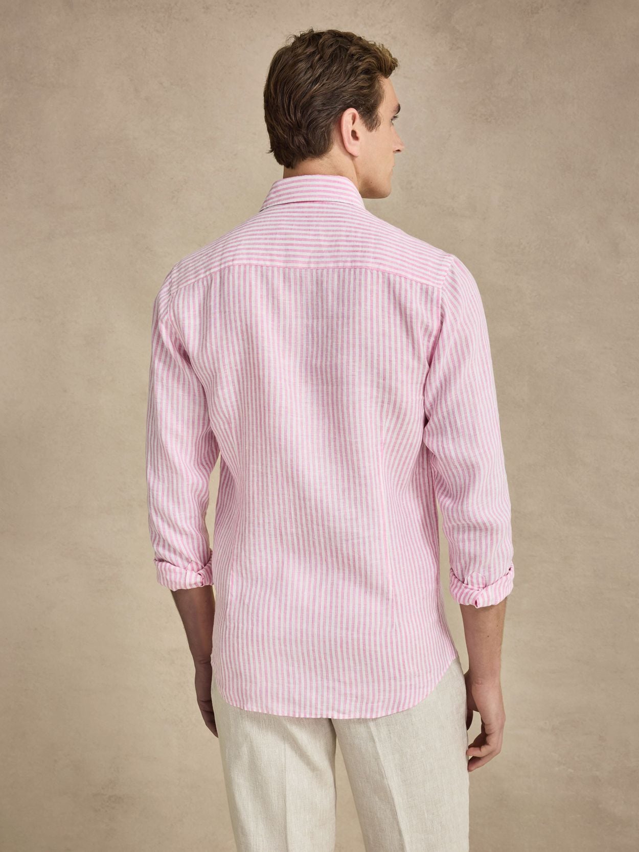 Pink Striped Linen Shirt Slim Fit - Linen Slim Fit - Buy online | John  Henric