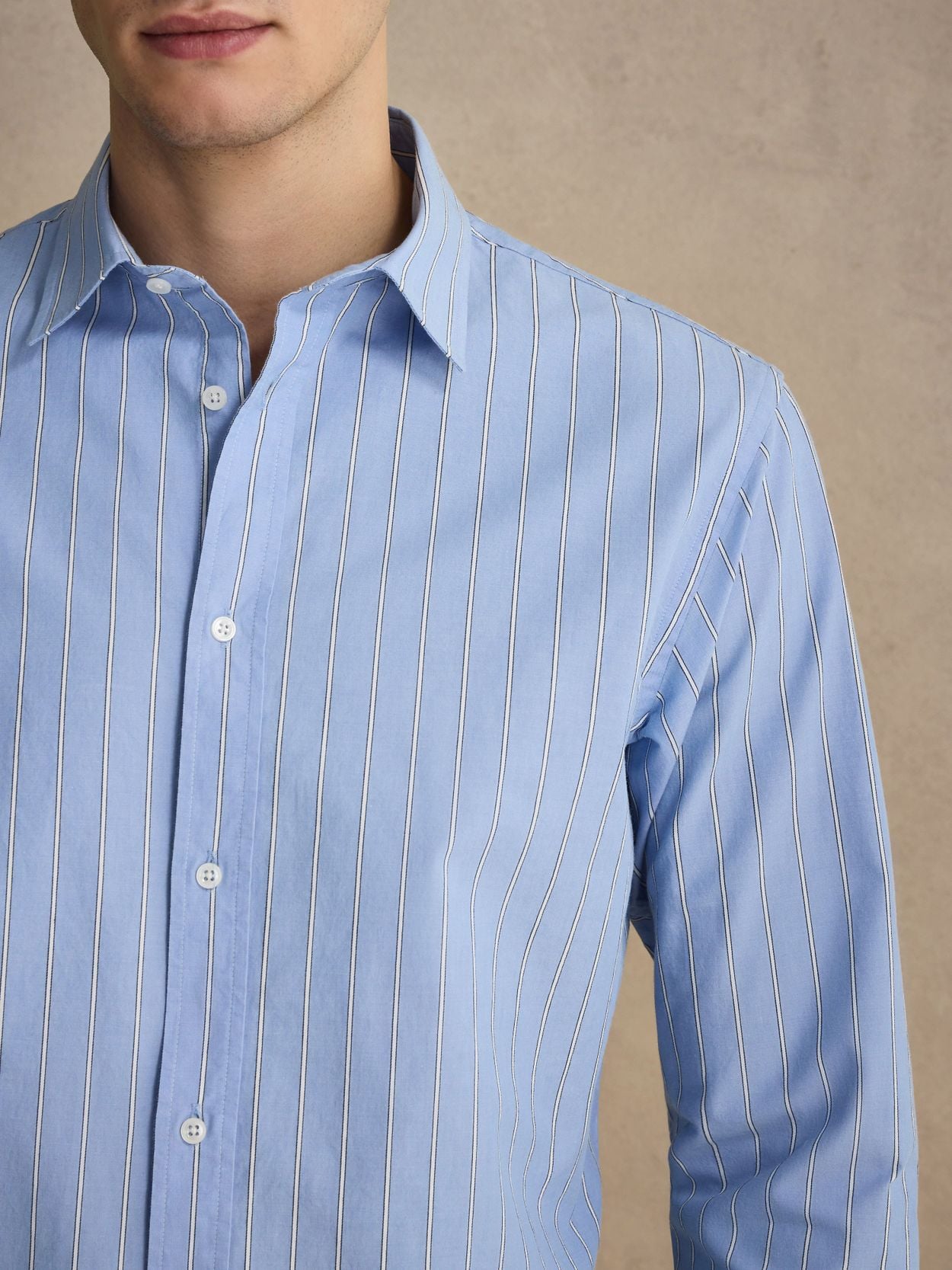 Light Blue Striped Shirt - Cotton Casual Fit - Buy online | John