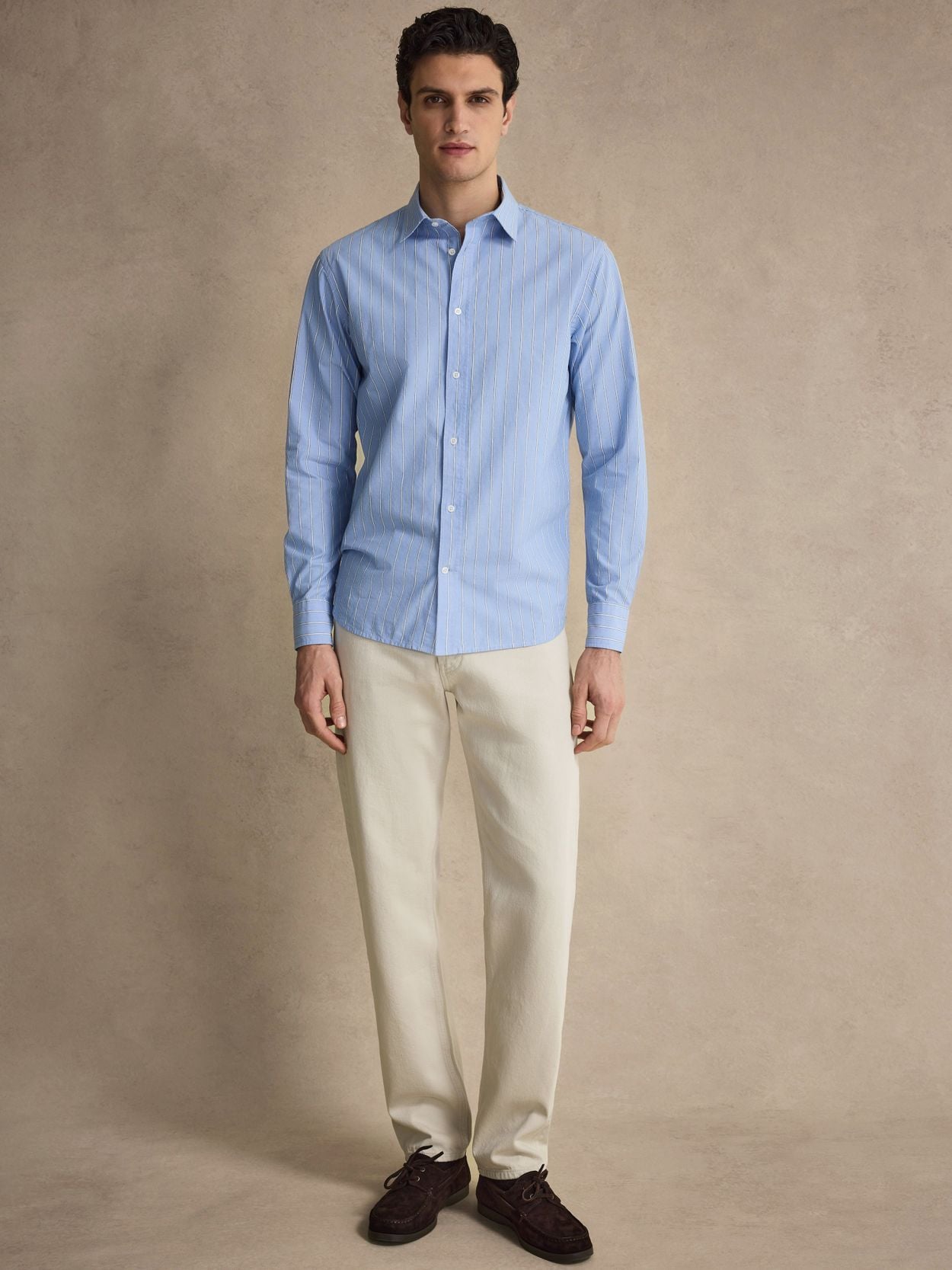 Light Blue Striped Shirt - Cotton Casual Fit - Buy online | John