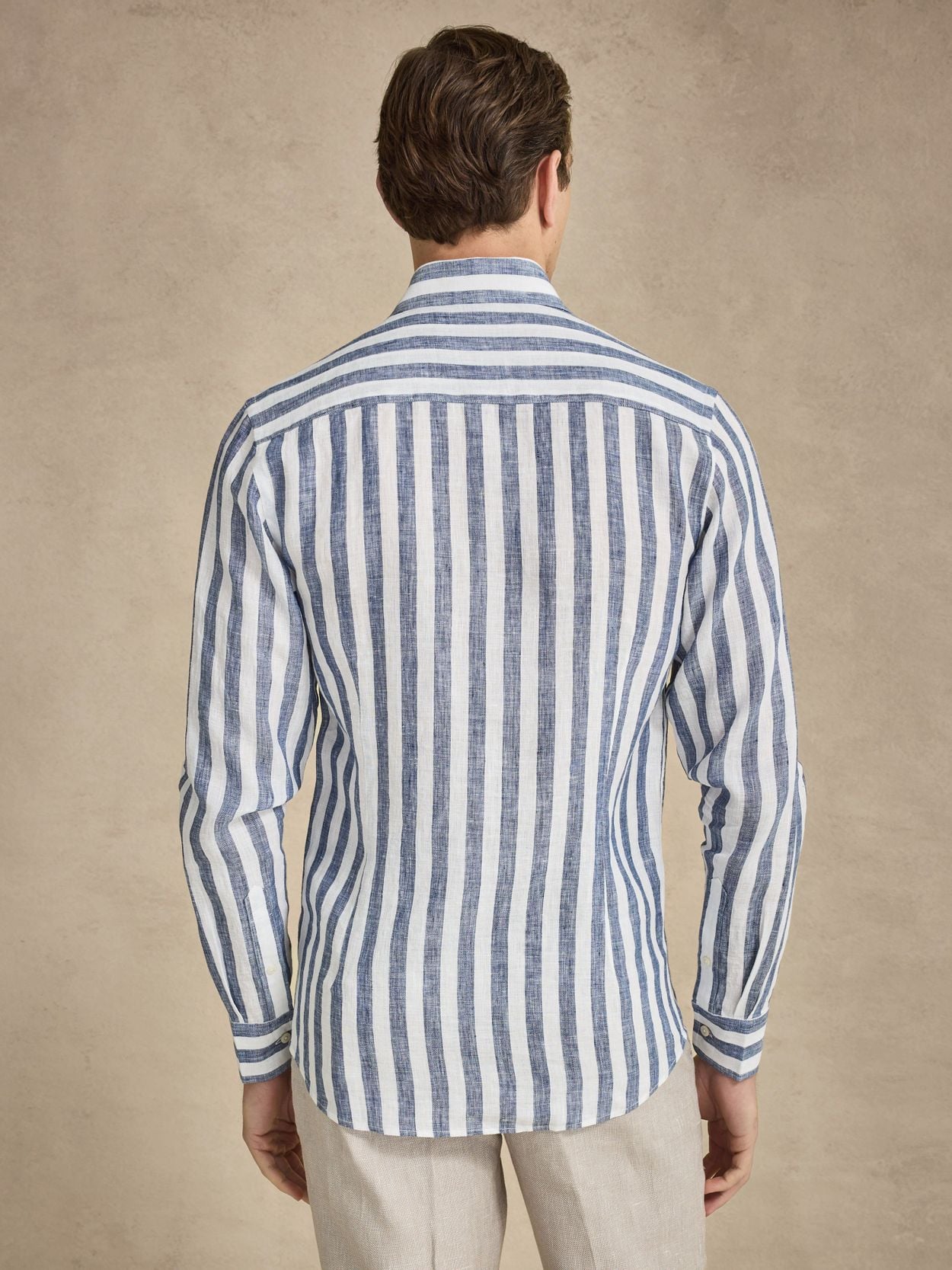 mens blue and white striped dress shirt Proper Cloth Men's Stanton 120s Light Blue Wide Stripe Custom Dress Shirt