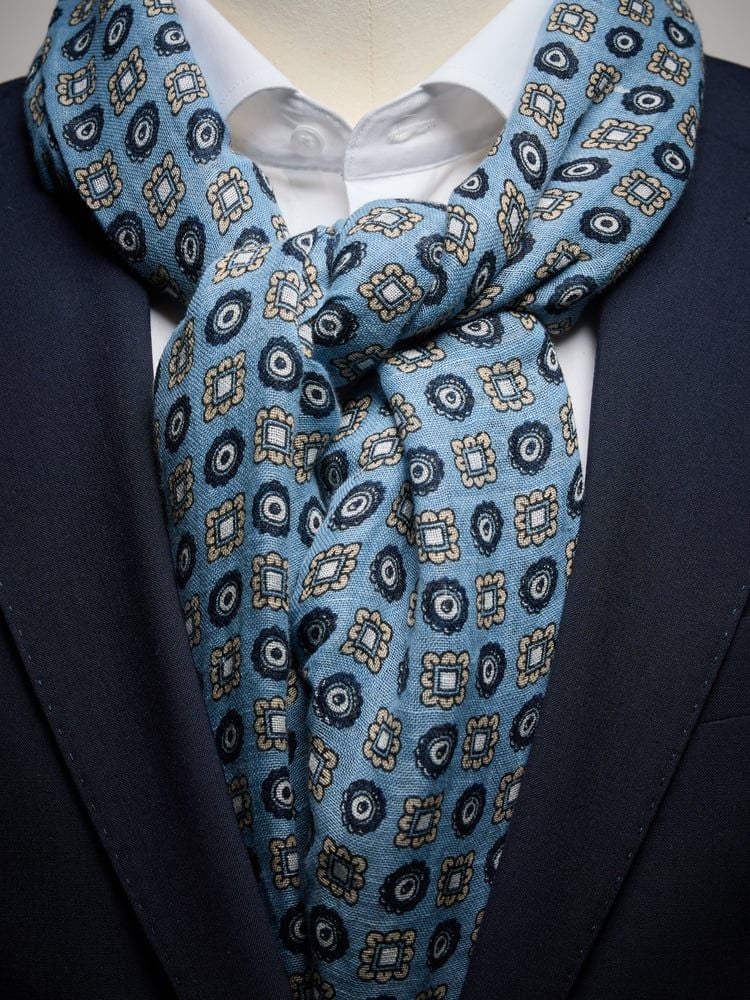 Light Blue Medallion Scarf