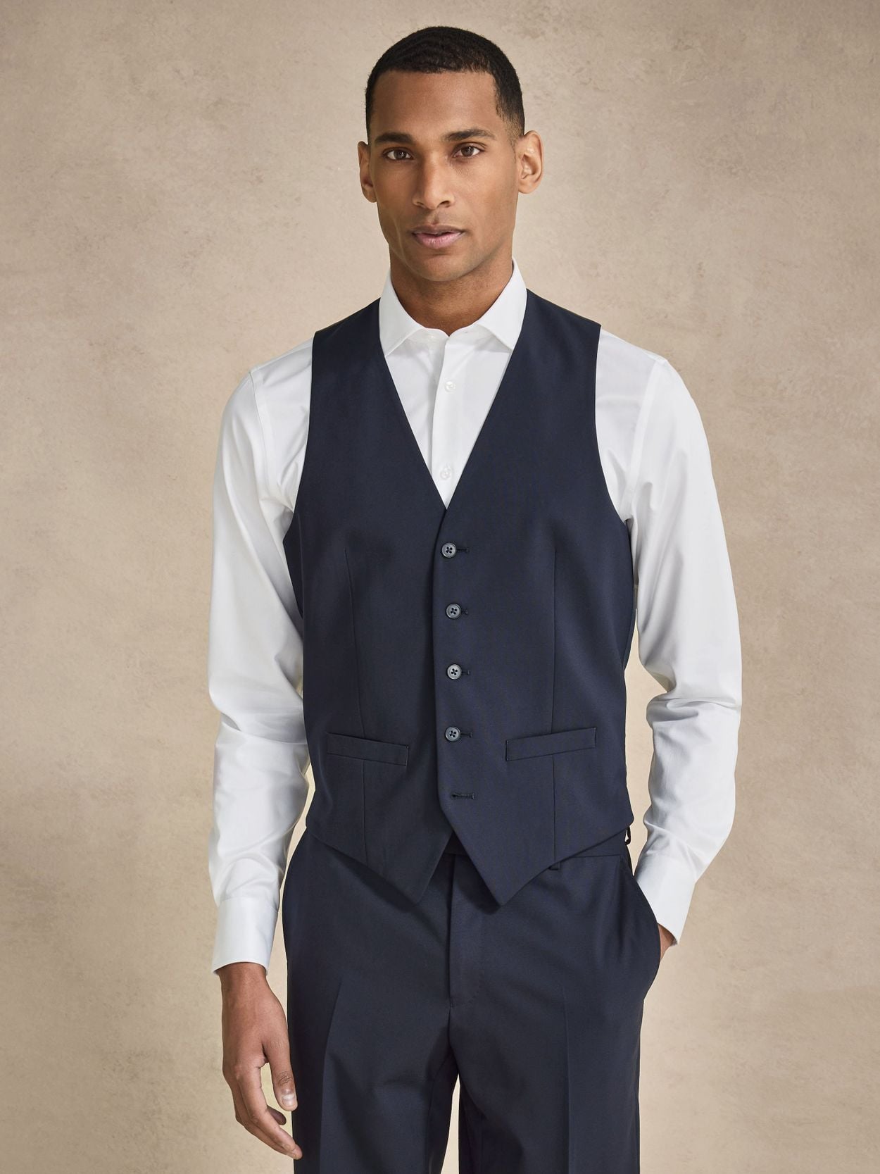 dress shirt and waistcoat Men's Linen-Look Chambray Blue Suit Vest, 36 Tall