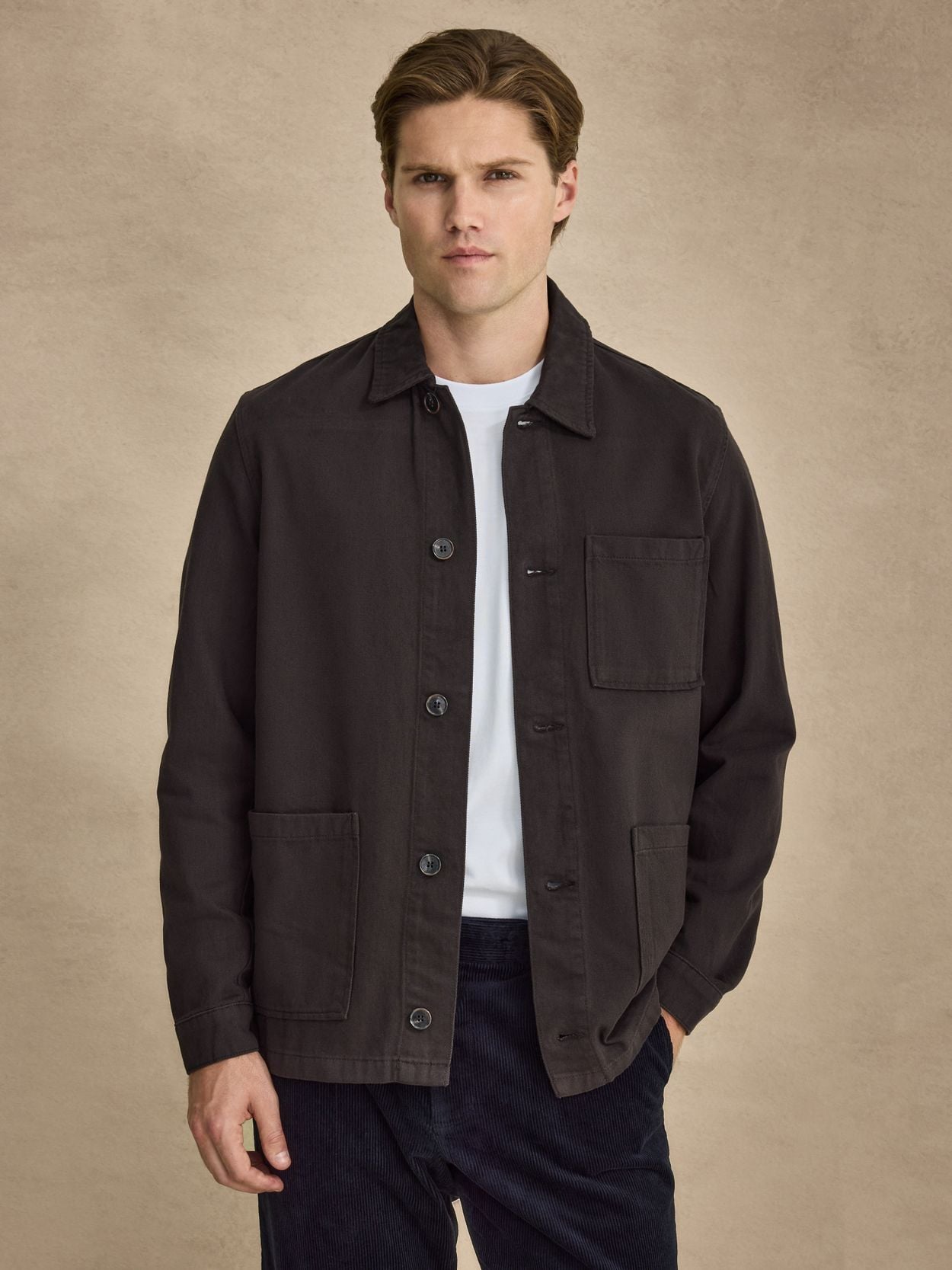 Dark Brown Overshirt - Cotton Twill - Buy online | John Henric