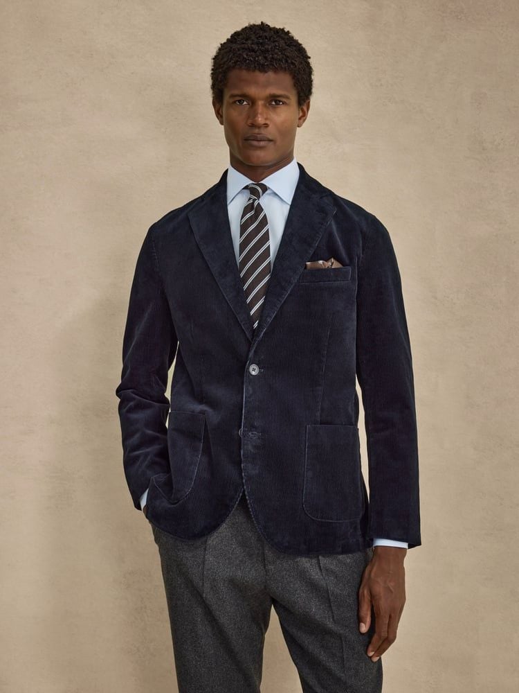 Navy Blue Corduroy Blazer